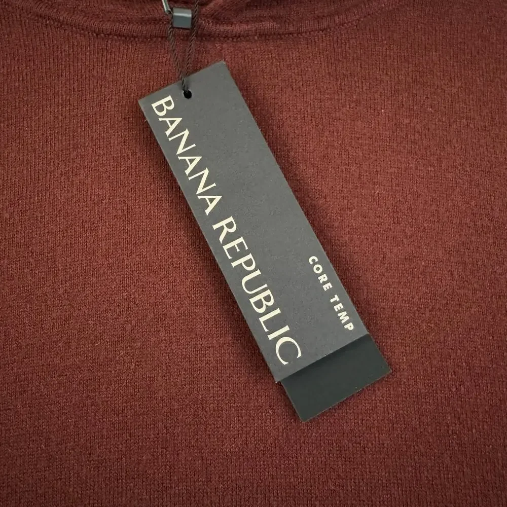 NEW Banana Republic Core Temp Easy Long Sleeve Sweater Hoodie Maroon Mens Size M